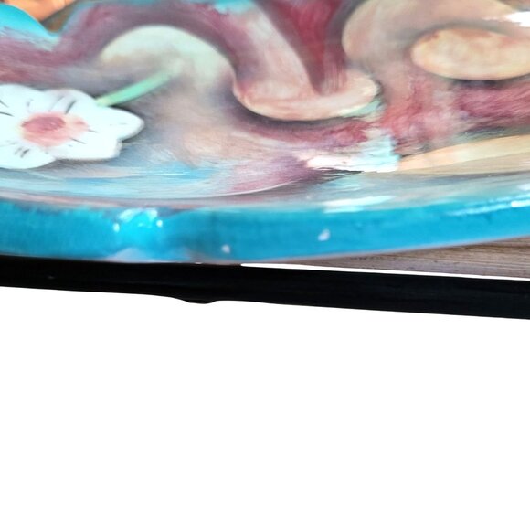 Pottery Harris Cies 2001 Tray 13 1/2'' Modern Abstract Art Studio Signed Flaws - Picture 10 of 11